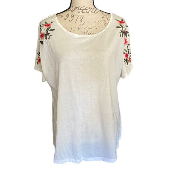 Bloomchic Embroidered White Floral Short Sleeve Top Size 12 - Picture 2 of 5